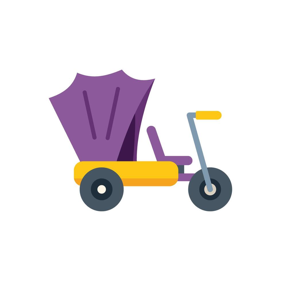 Three wheeled covered cycle with canopy for outdoor activities vector