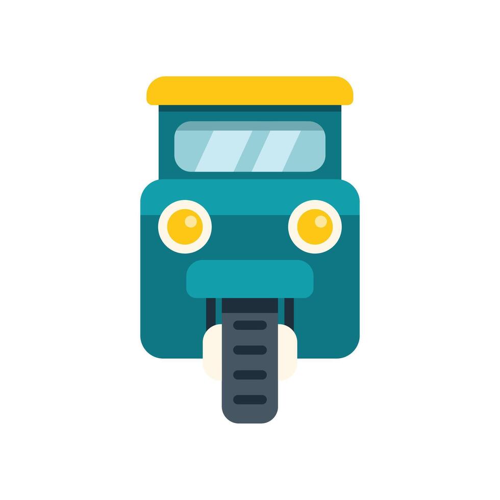 Front view of a three wheeled motorized rickshaw taxi cab vector