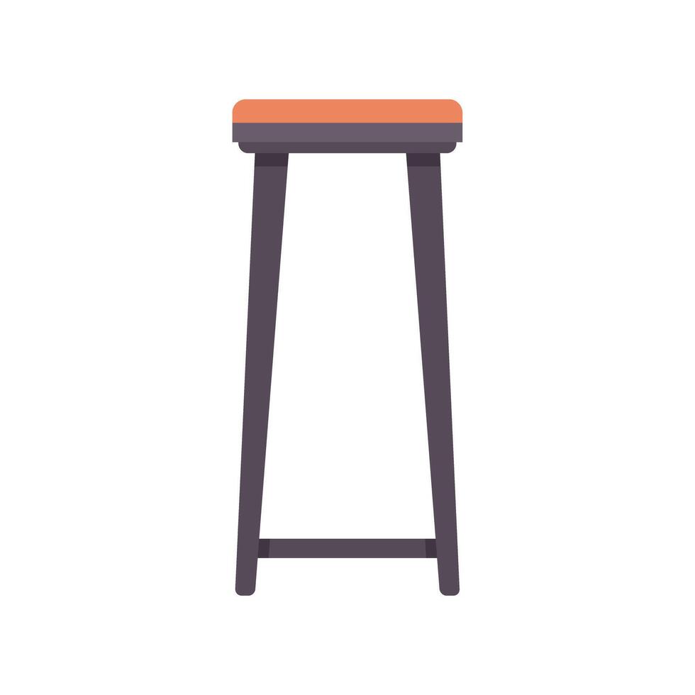 Tall wooden bar stool with padded seat standing on white background vector