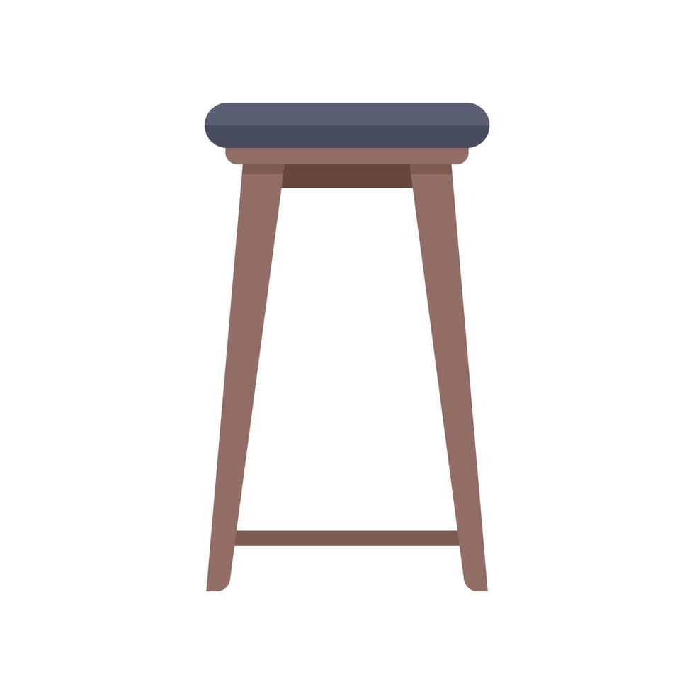 Wooden bar stool with soft seat standing on white background vector