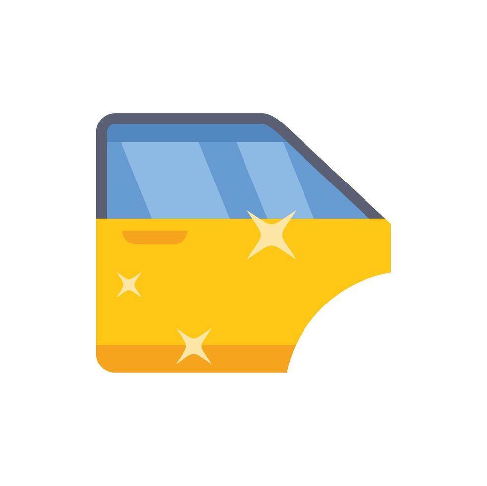 Clean and shiny yellow car door illustrating car detailing vector