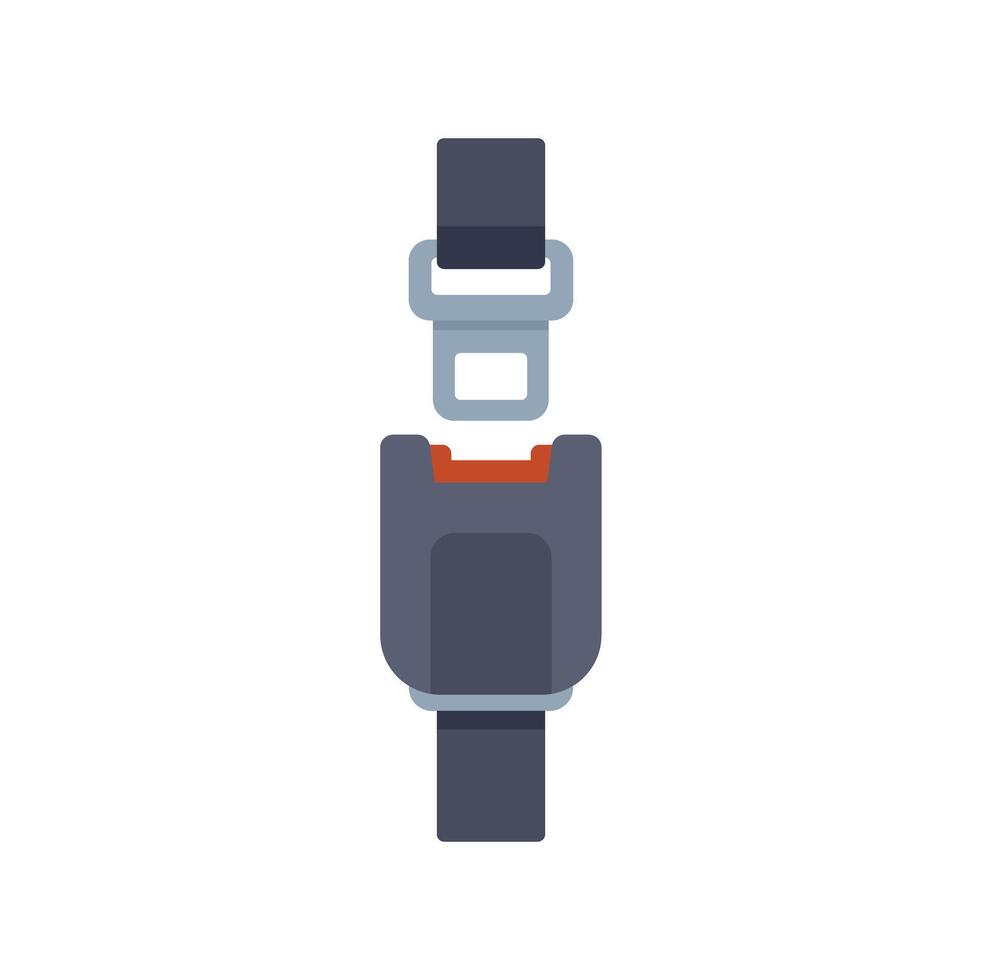 Seat belt buckle fastened ensuring safety during travel vector