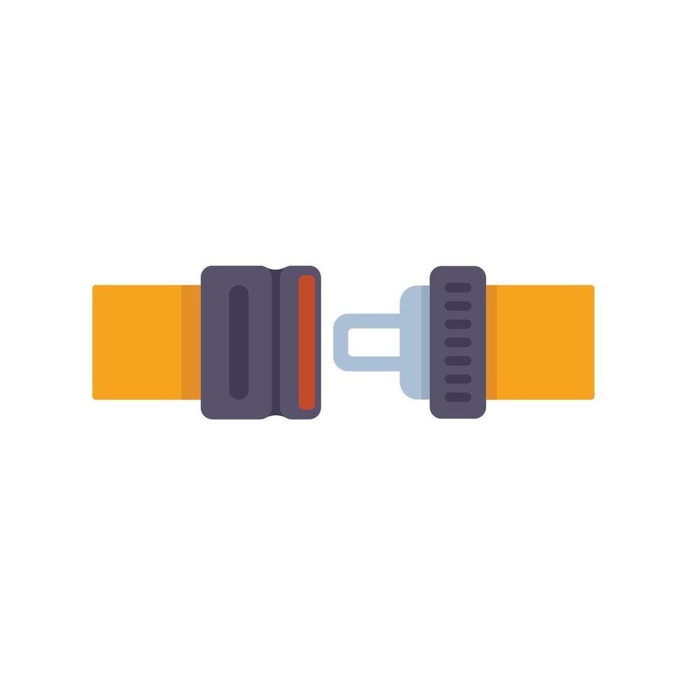 Yellow safety belt buckle being fastened with click sound effect vector