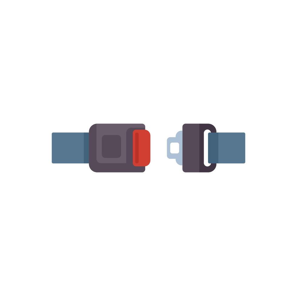 Open and closed seat belt buckle fastener protecting from car crash vector