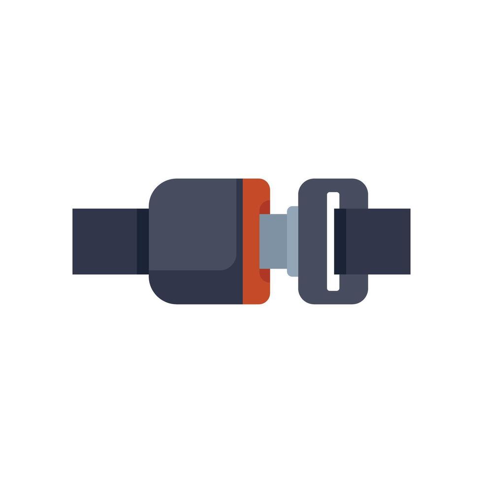 Seat belt buckle fastened ensuring passenger safety in vehicle vector