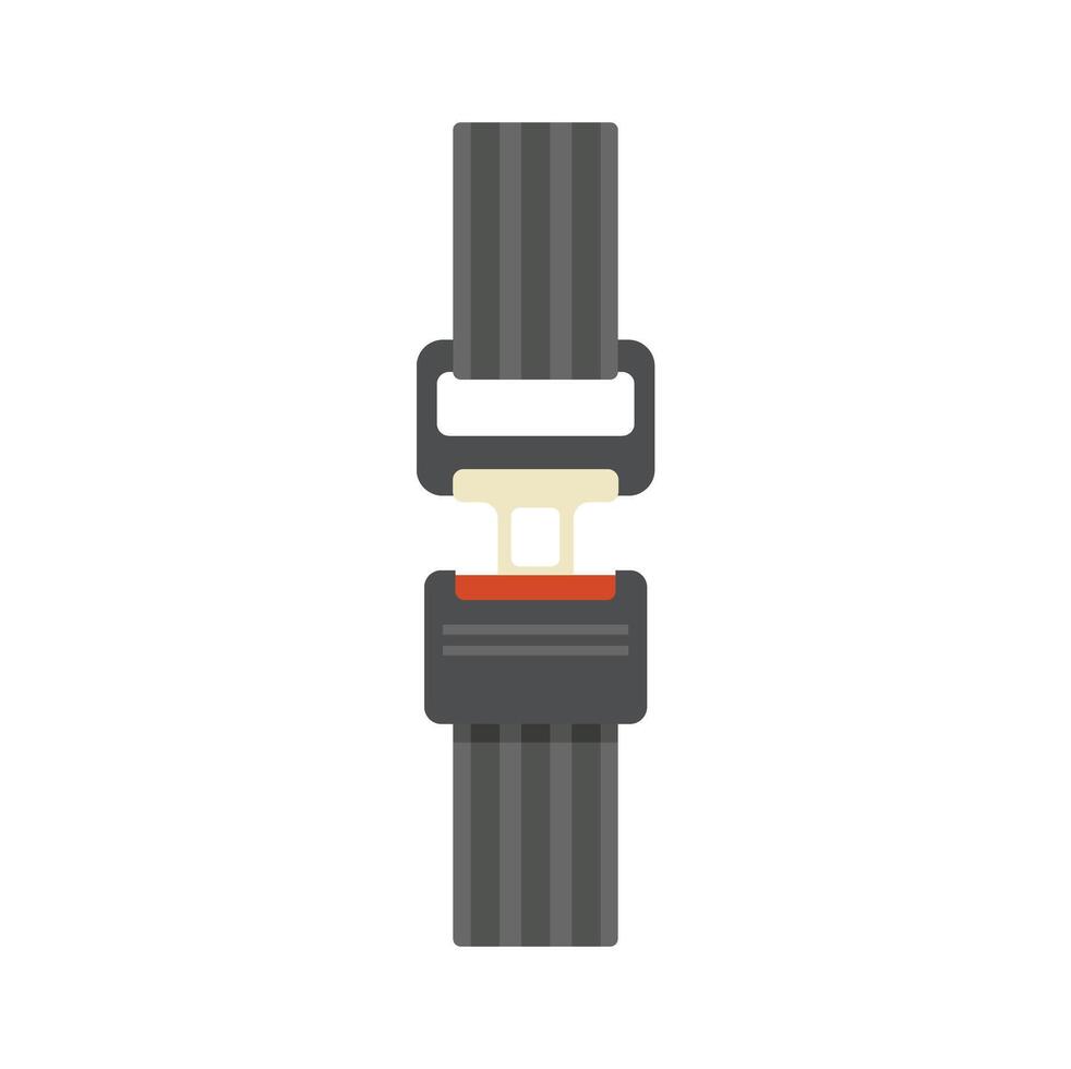 Seat belt buckle fastened ensuring passenger safety in vehicle vector