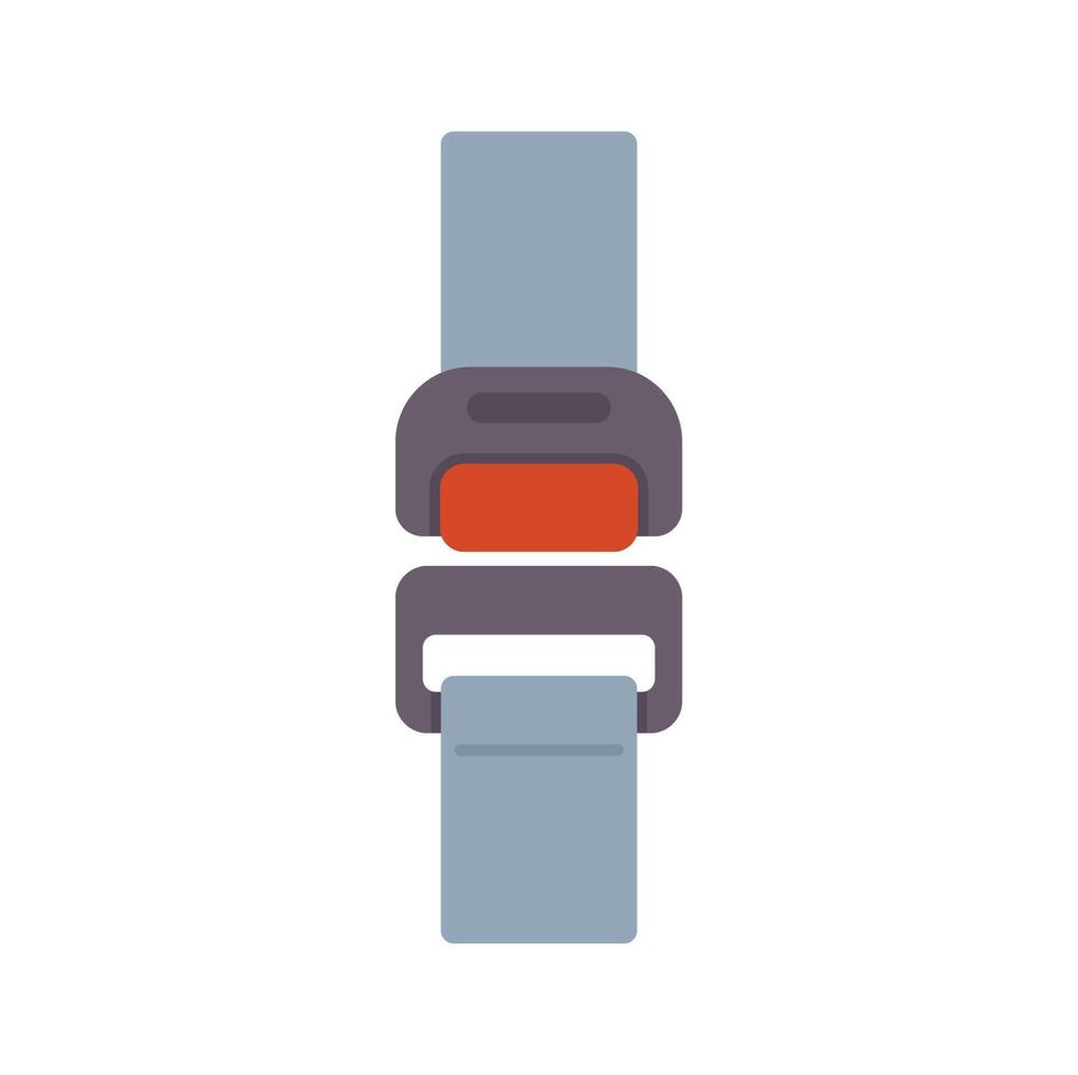 Seat belt buckle fastened securing passenger in vehicle vector