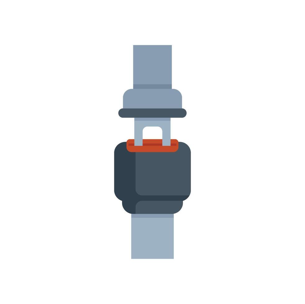 Seat belt buckle fastened ensuring safety during travel vector