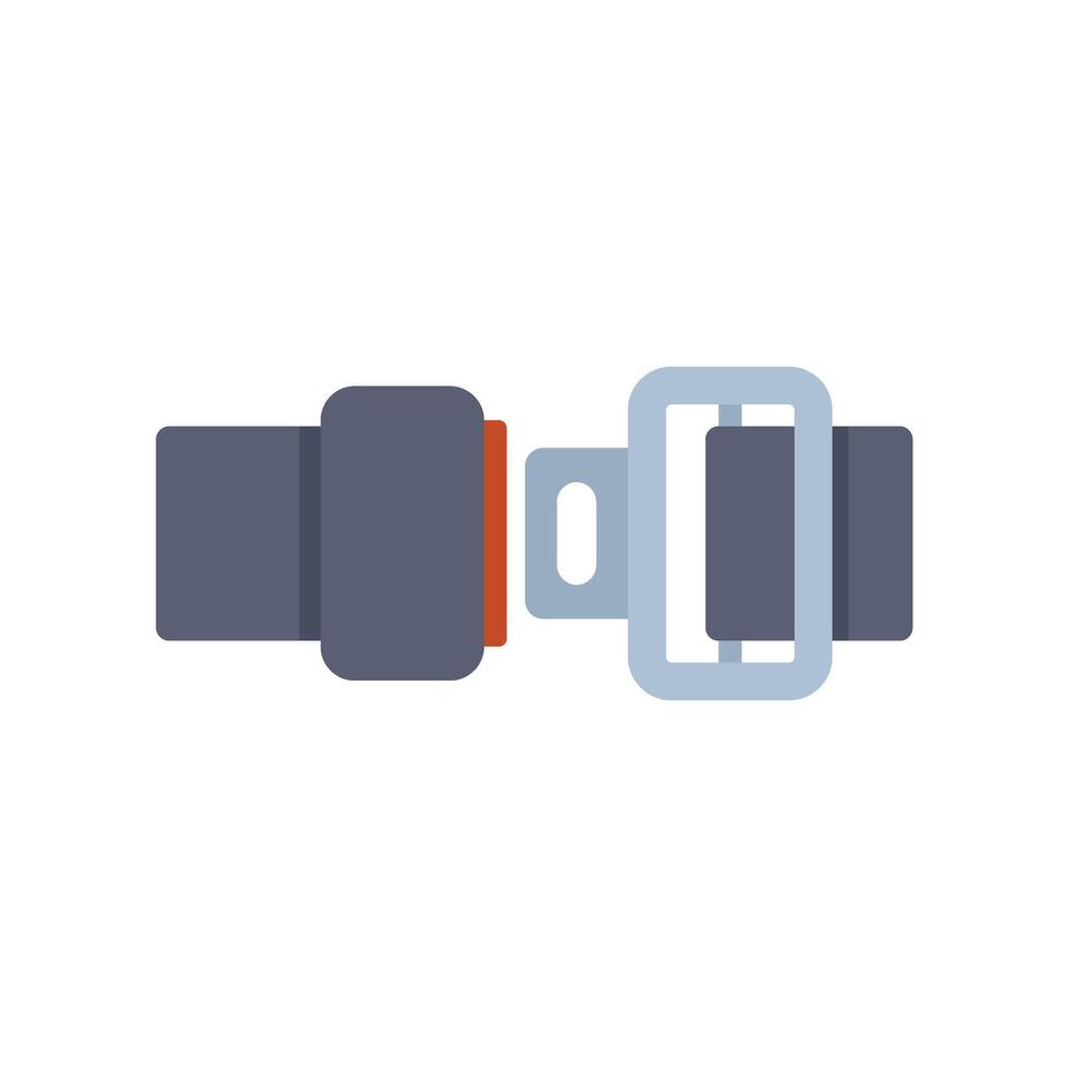 Seat belt buckle fastened protecting passenger in vehicle vector