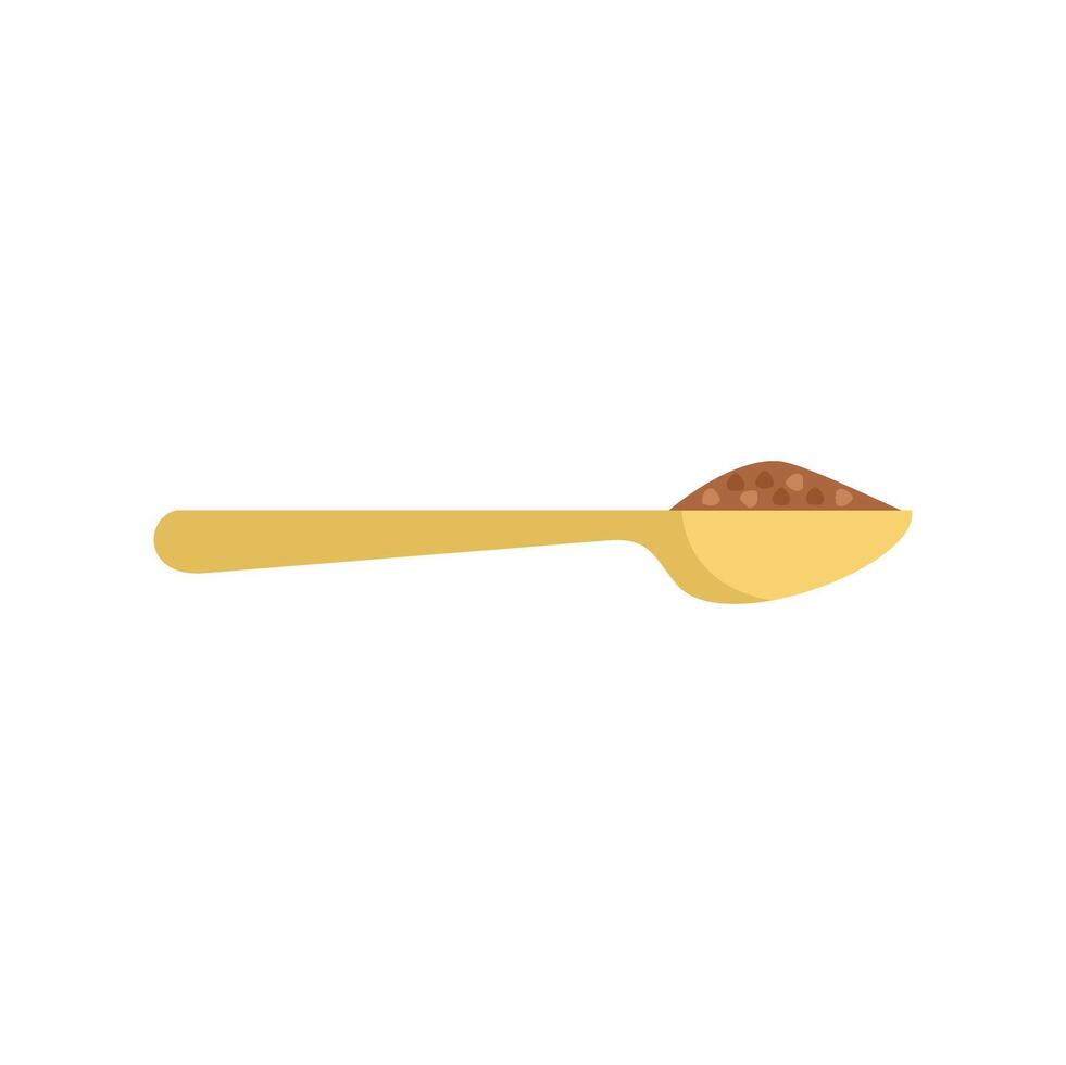 Golden teaspoon holding brown sugar or spice vector