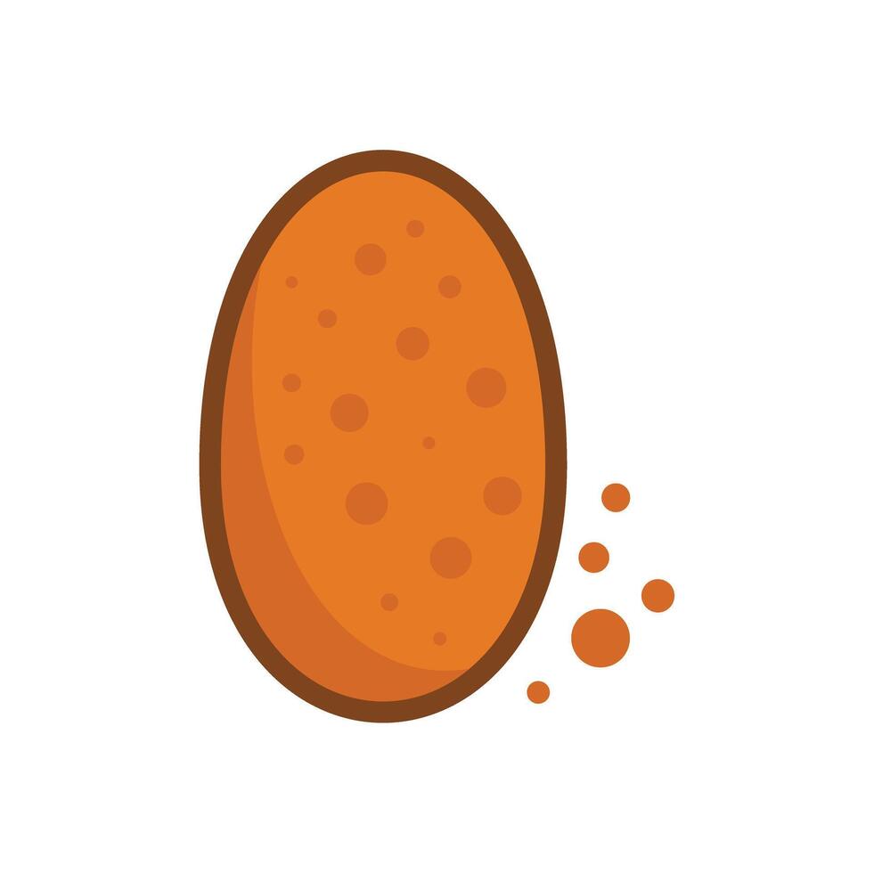 Single chicken nugget falling with crumbs cartoon illustration vector