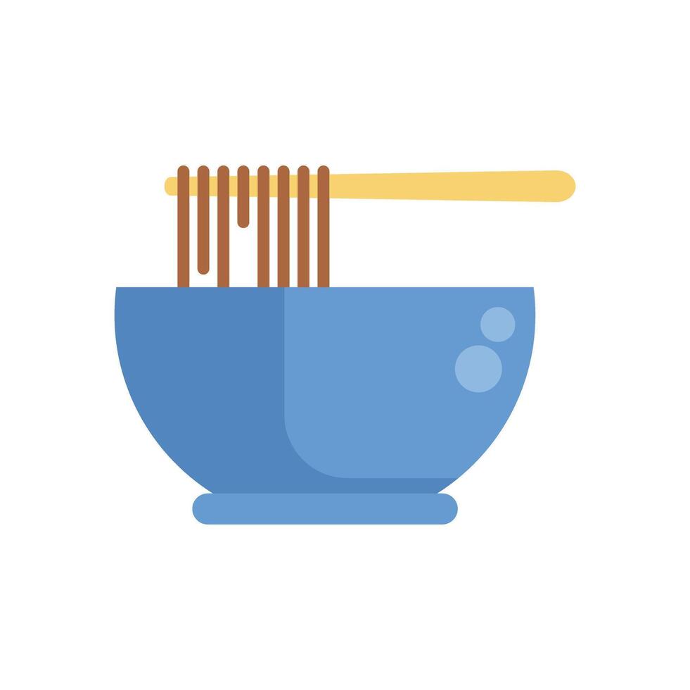 Chopsticks holding noodles over bowl of ramen minimalist illustration vector