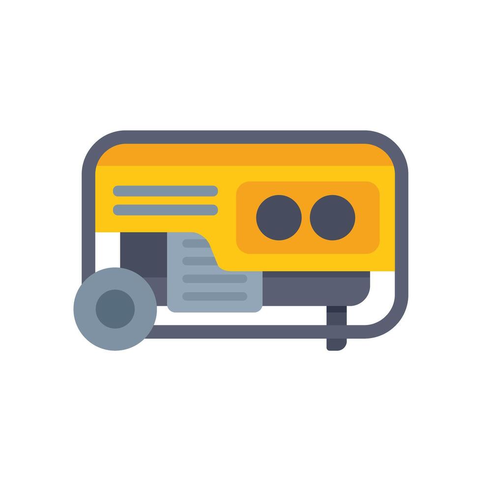 Yellow portable generator providing emergency power supply vector