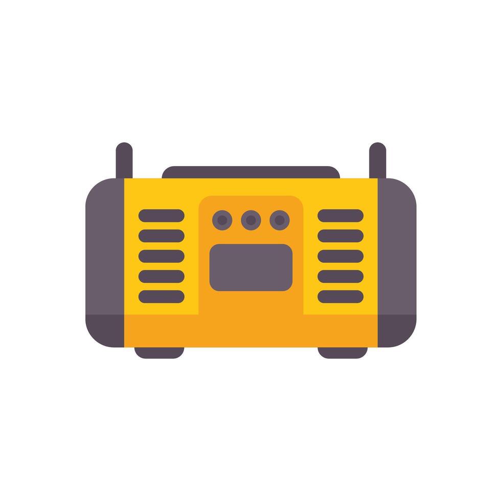 Yellow portable stereo cassette player enjoying music vector