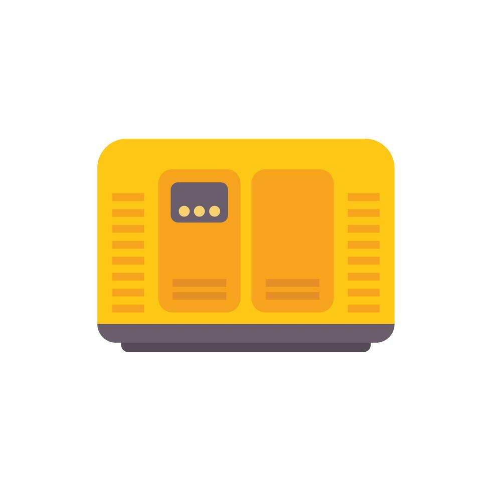 Yellow portable generator providing emergency power supply vector