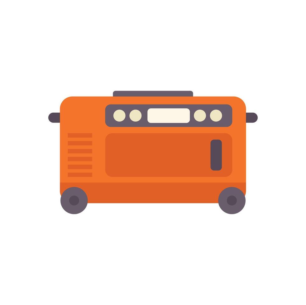 Orange portable generator providing electricity during power outage vector