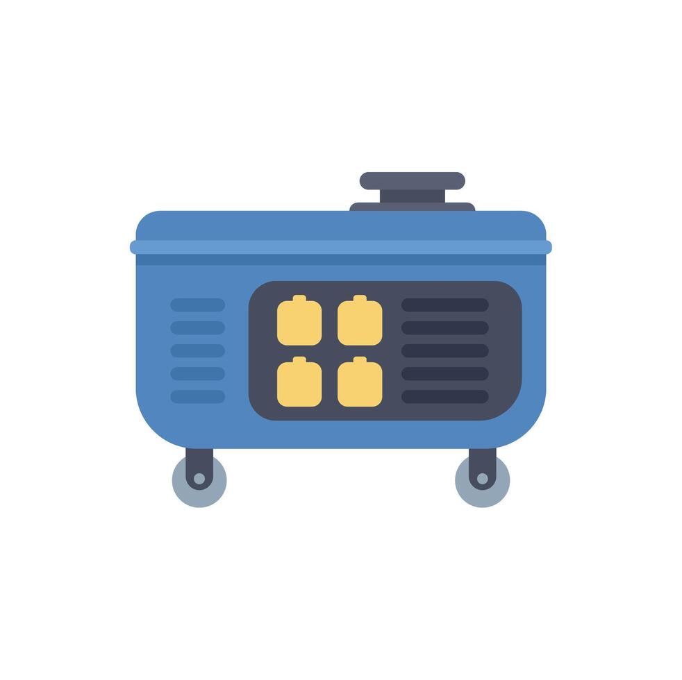 Blue portable generator providing electricity on wheels vector