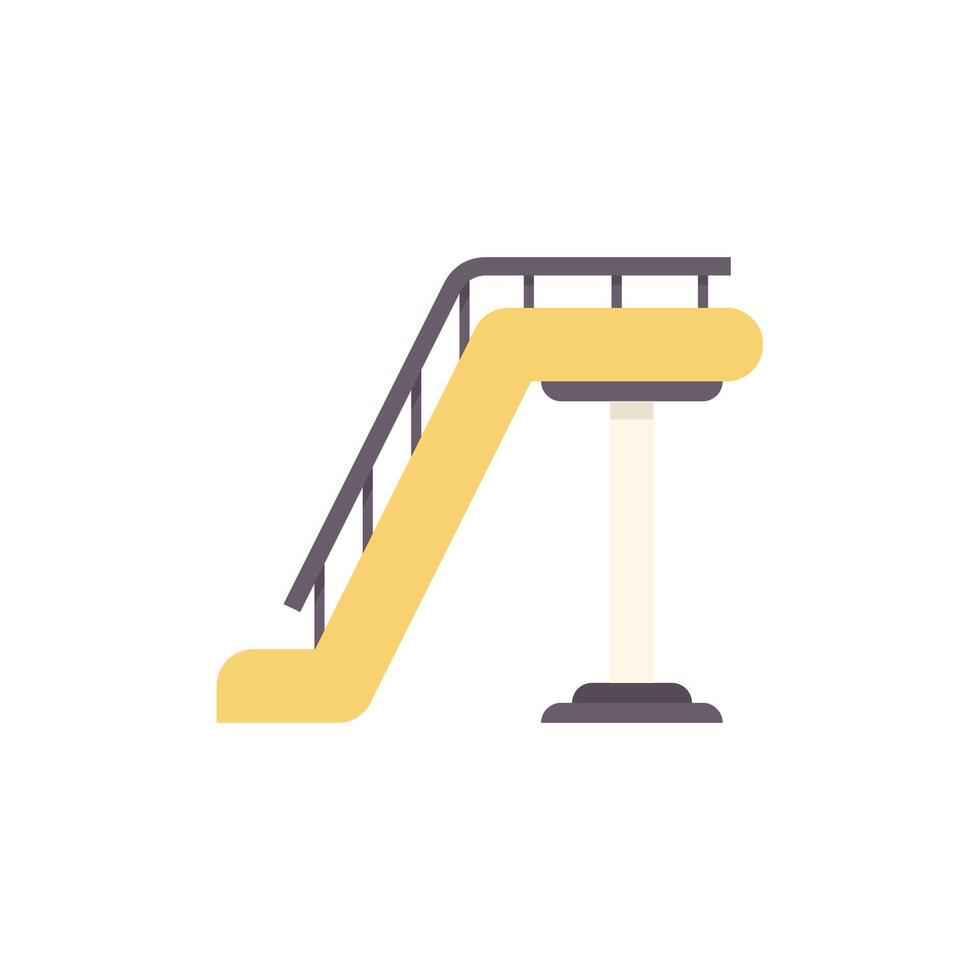 Yellow waterpark waterslide standing on one support beam with platform and ladder illustration vector