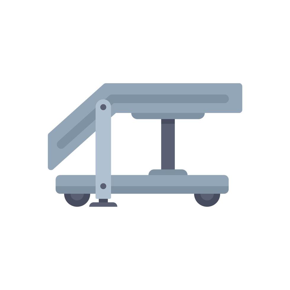 Airport passenger boarding stairs bridge connecting plane to gate at airport flat icon vector