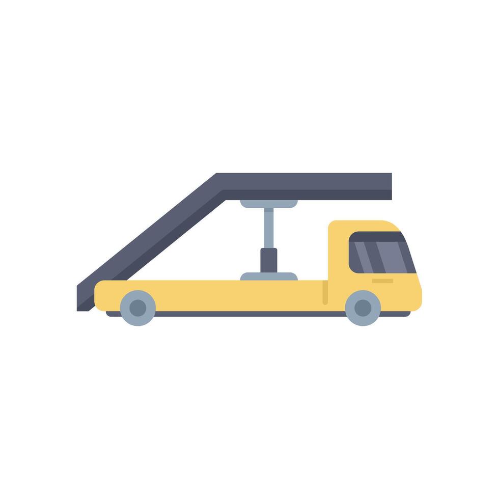 Airport passenger boarding stairs truck icon in flat style isolated on white background vector