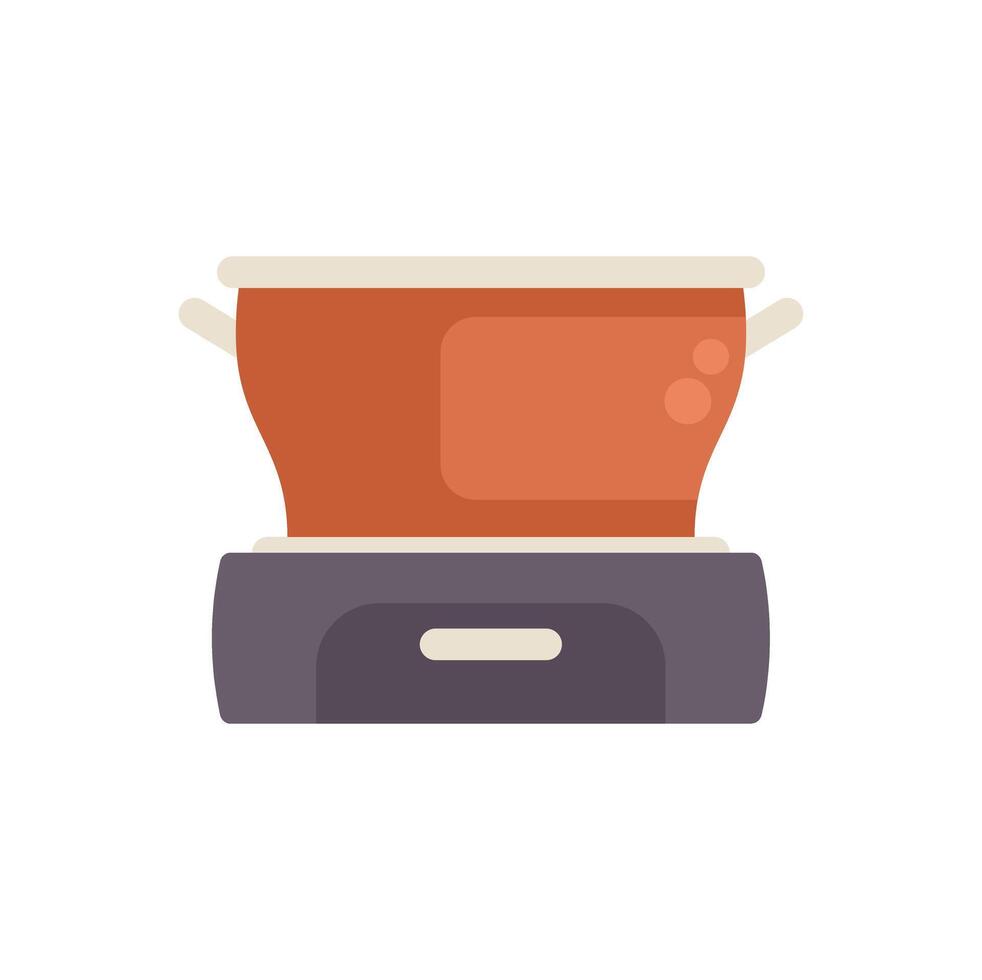 Orange electric multi cooker standing on white background vector