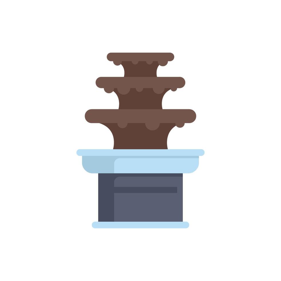 Chocolate fountain flowing on stand with melted chocolate dessert buffet vector
