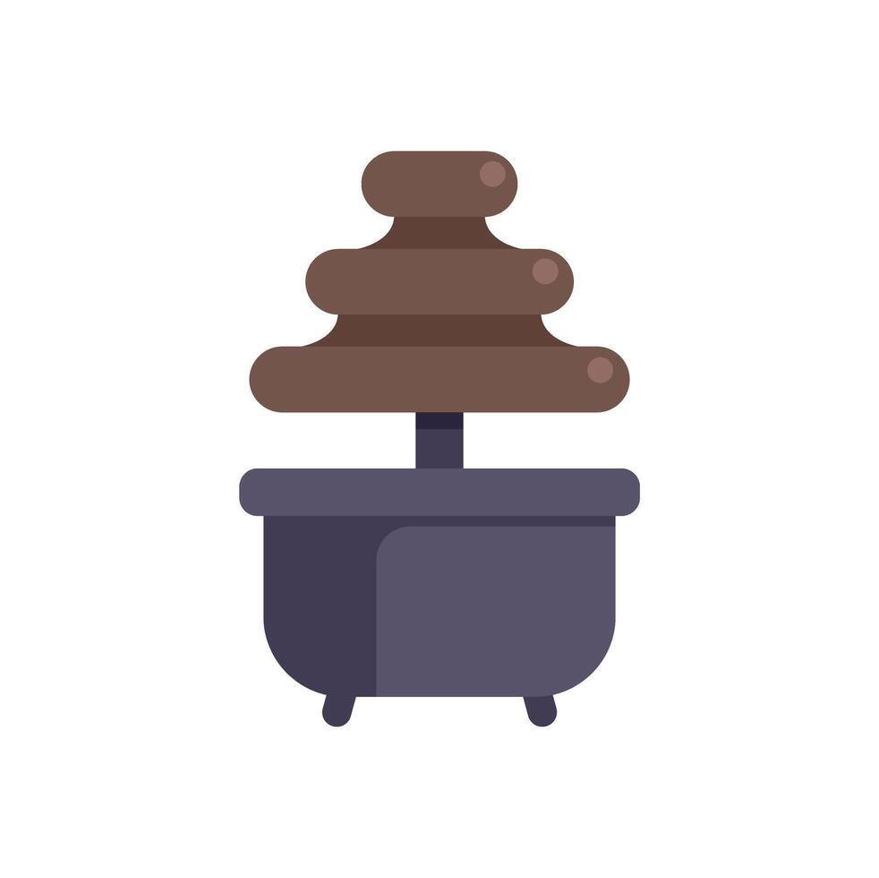 Chocolate fountain cascading over tiers on a stand, dessert indulgence vector