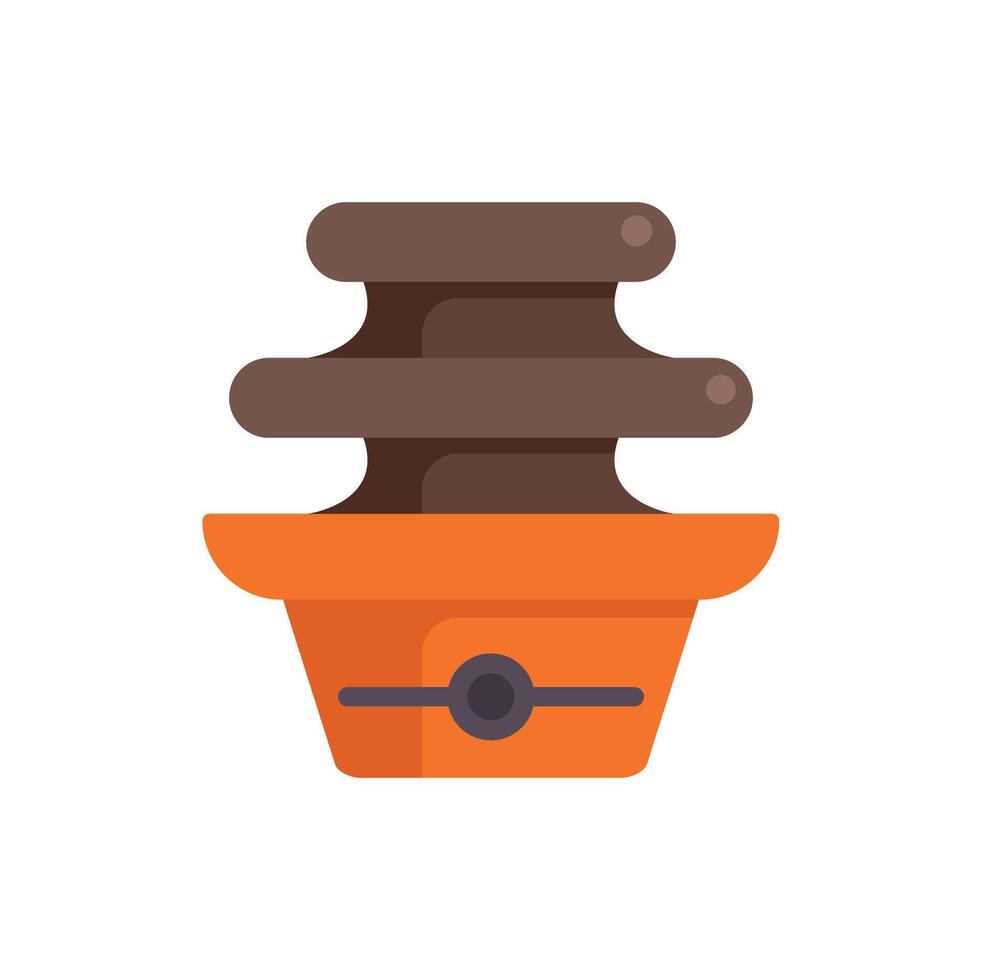 Chocolate fountain flowing over tiers on a catering machine vector