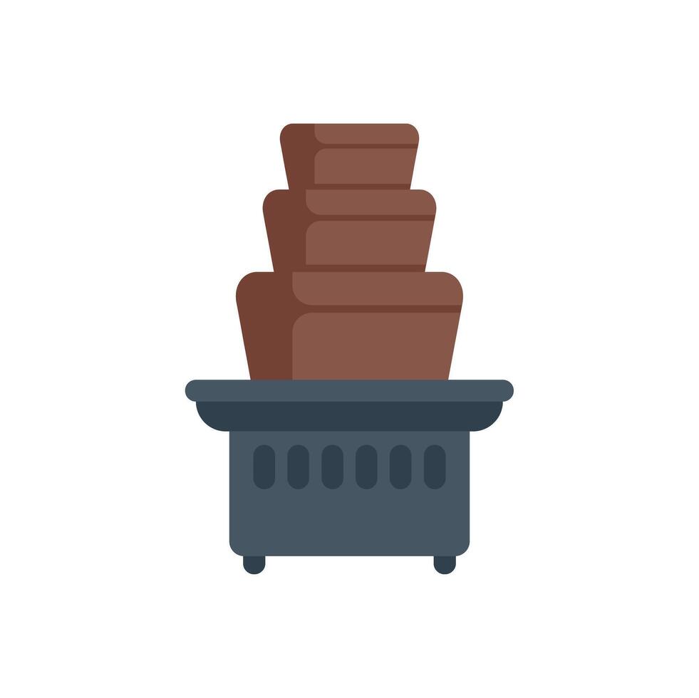 Chocolate fountain cascading on a buffet table vector