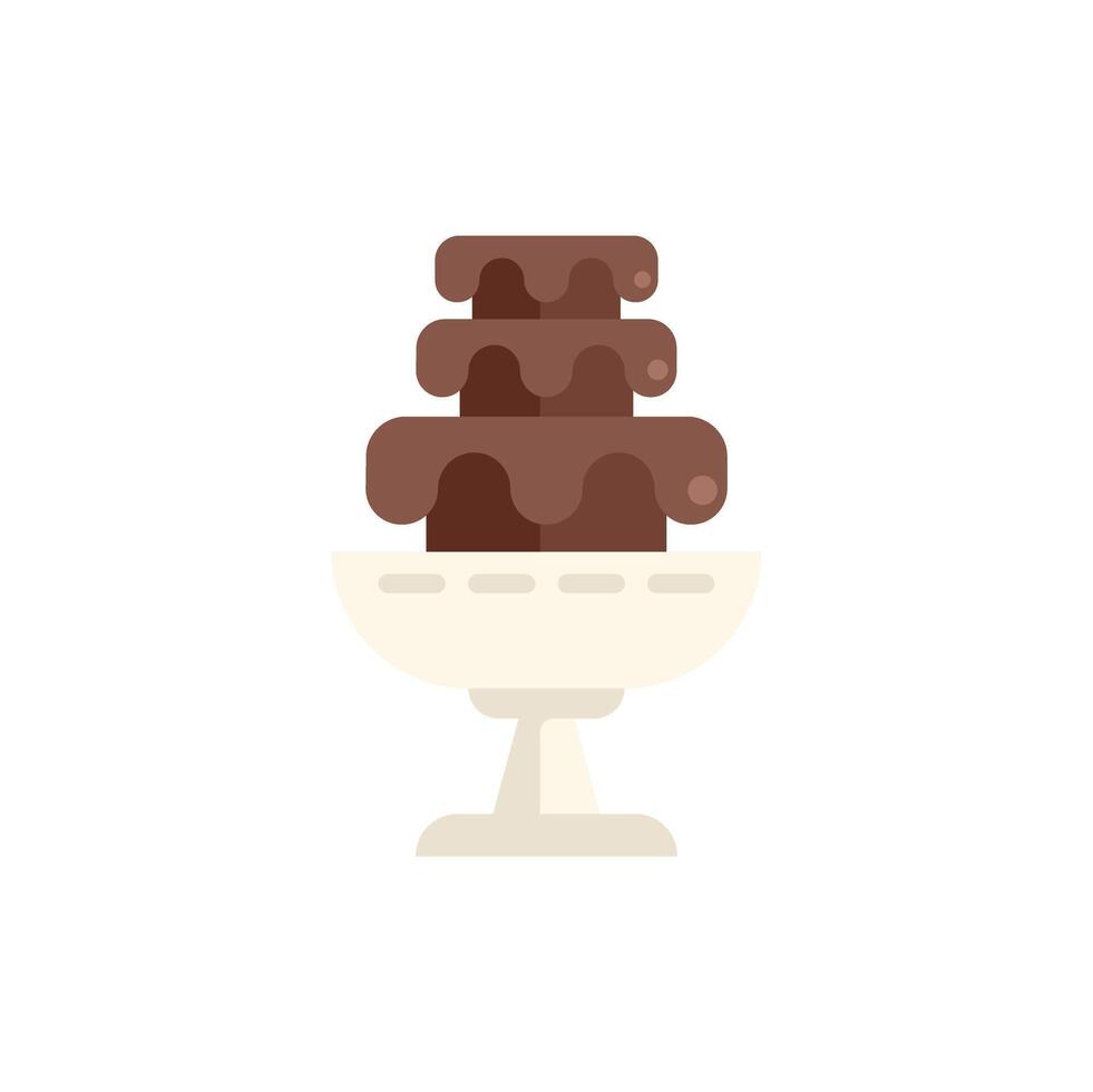 Chocolate fountain dripping delicious melted chocolate on white background vector