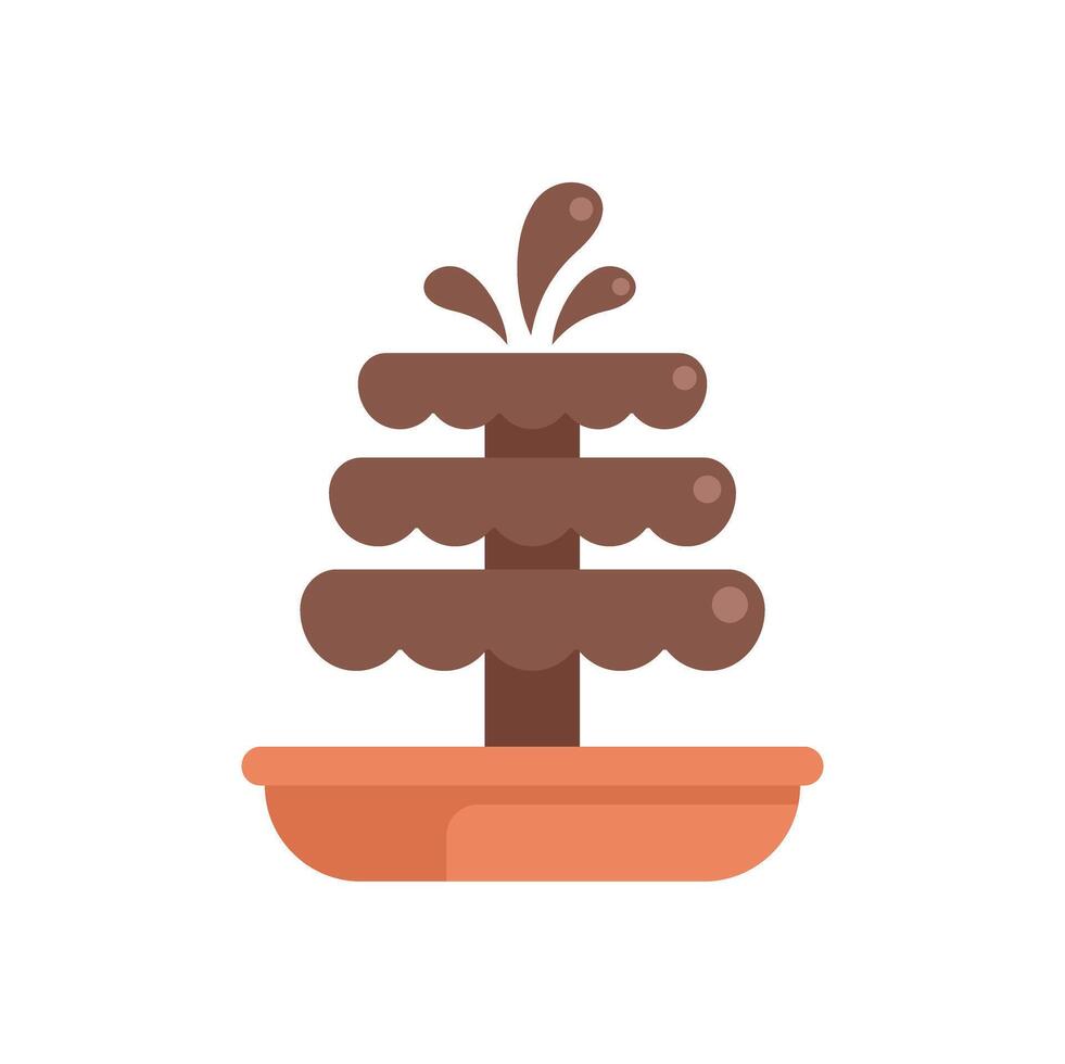 Chocolate fountain flowing on a three tiered platter vector