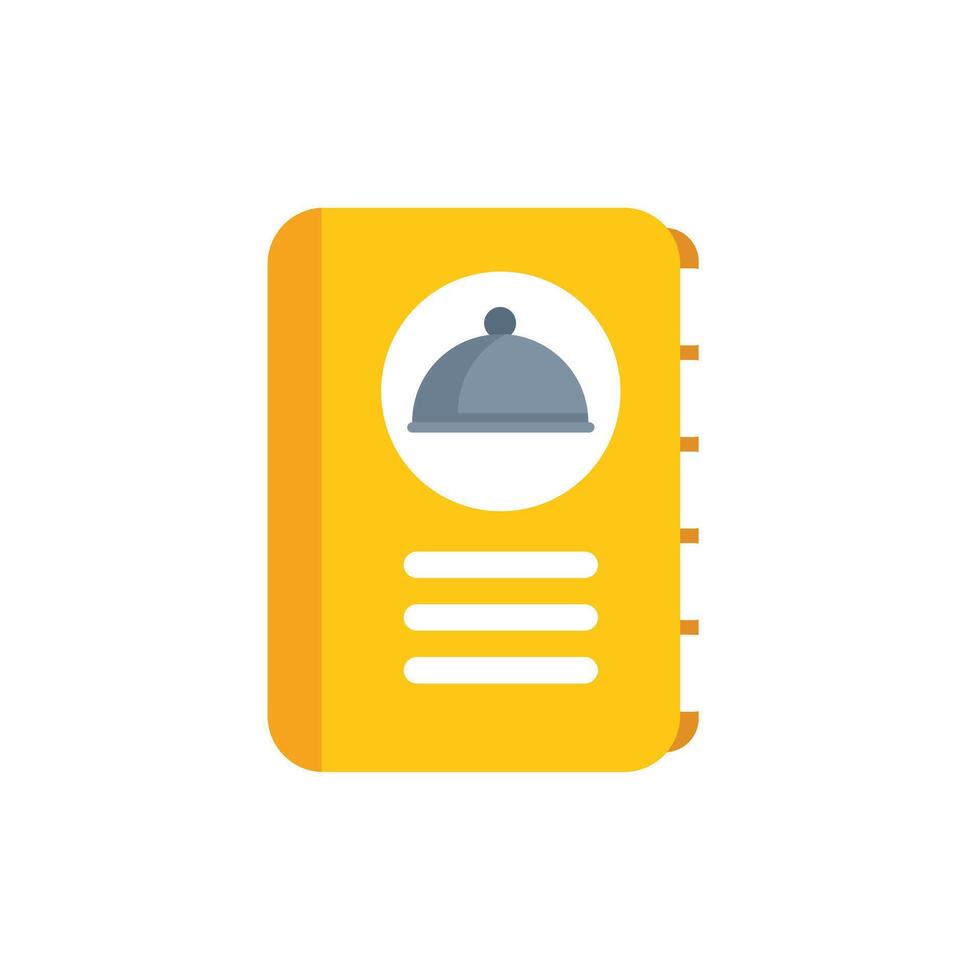 Yellow restaurant menu with serving dish icon representing food service industry vector