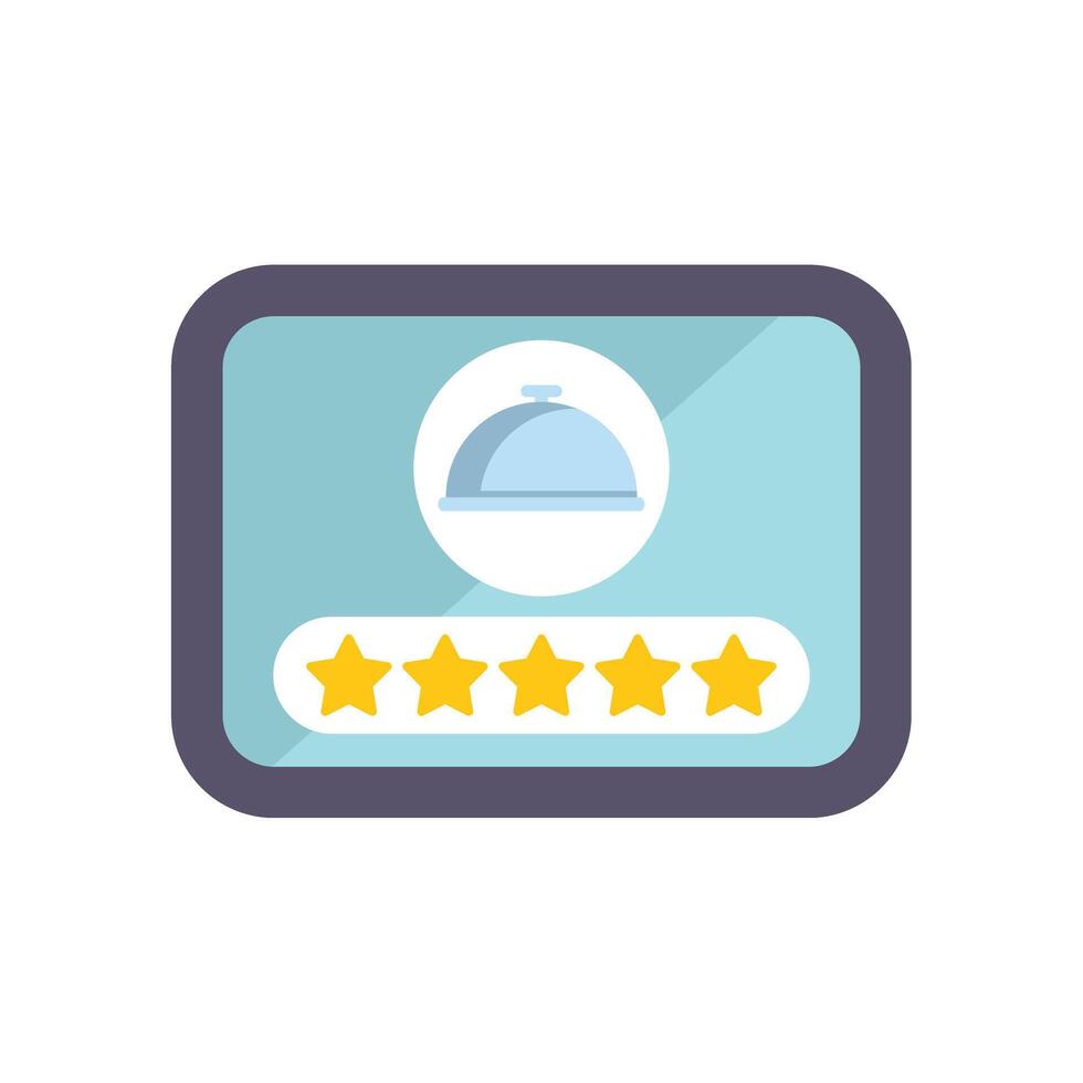 Online restaurant review with five stars rating showing customer satisfaction vector