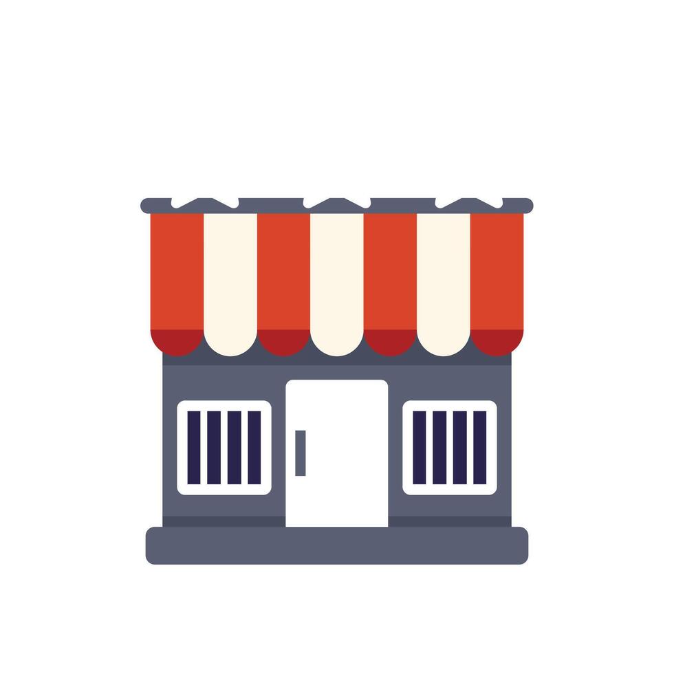 Small business building storefront facade with awning vector