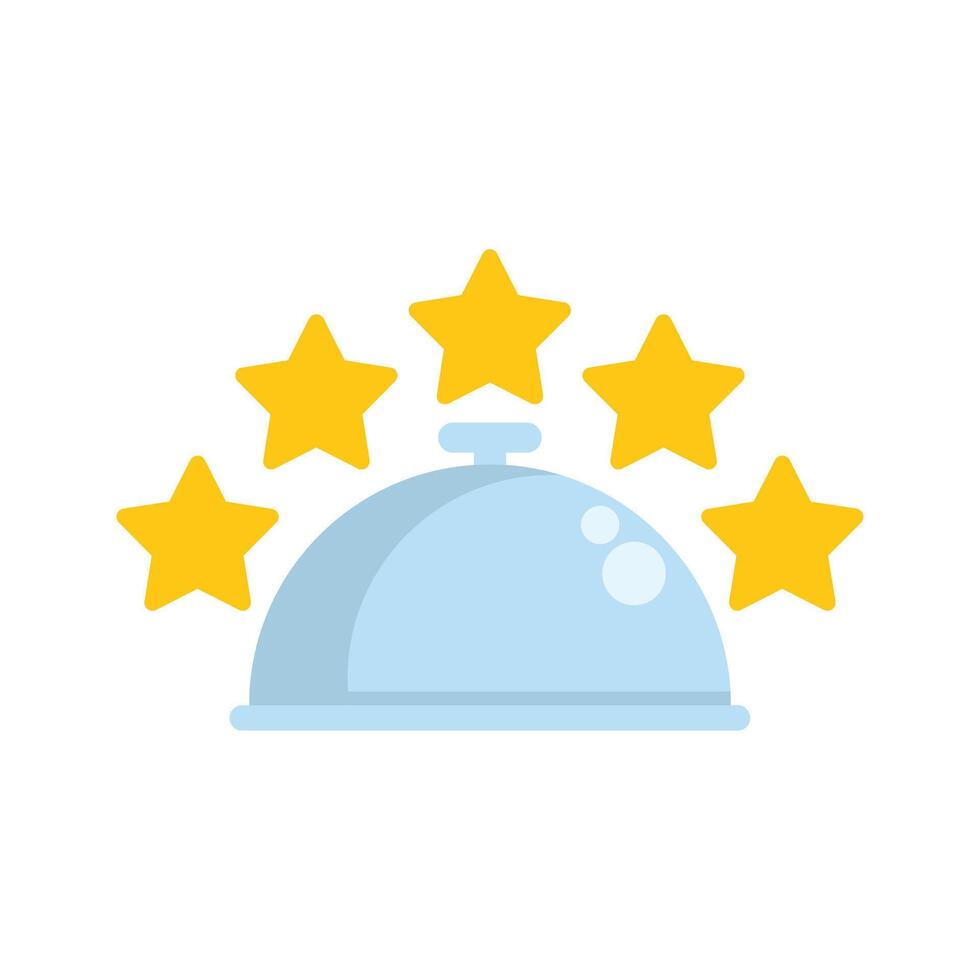 Restaurant cloche with five stars rating representing premium food delivery service vector