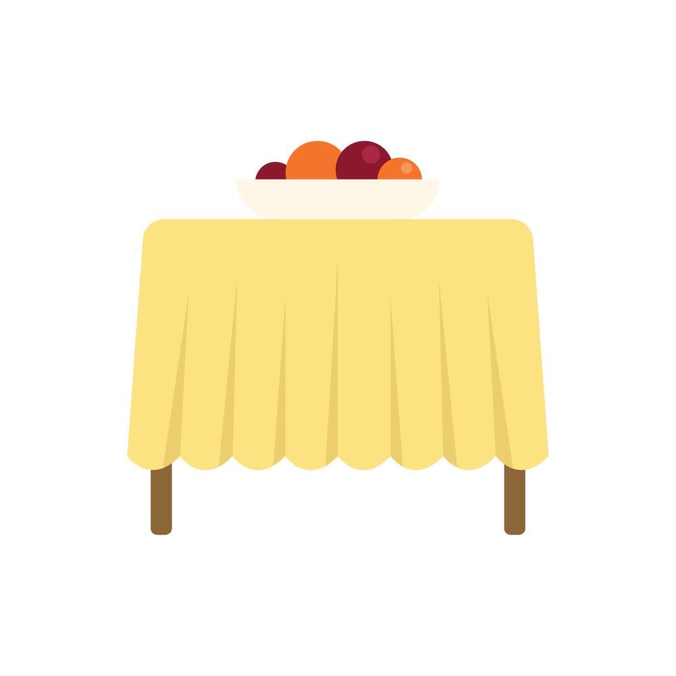 Table is set for dinner with fruits in bowl on white background vector