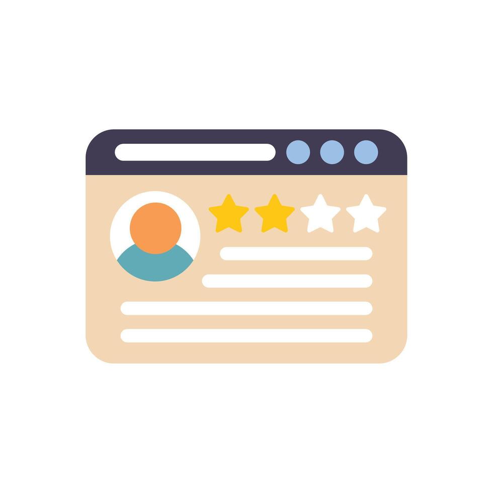 Website showing customer feedback with five star rating system vector
