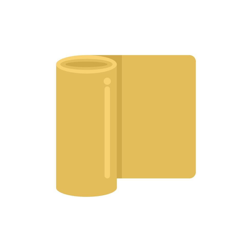 Yellow yoga mat icon, flat style vector