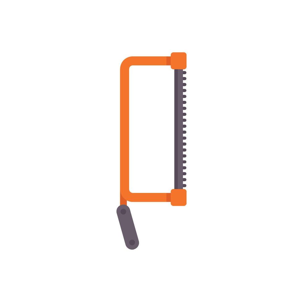 Hacksaw with orange handle for cutting metal pipes vector