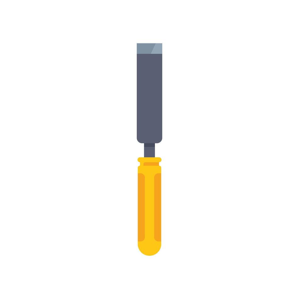 Wood chisel with yellow handle for carpentry work vector