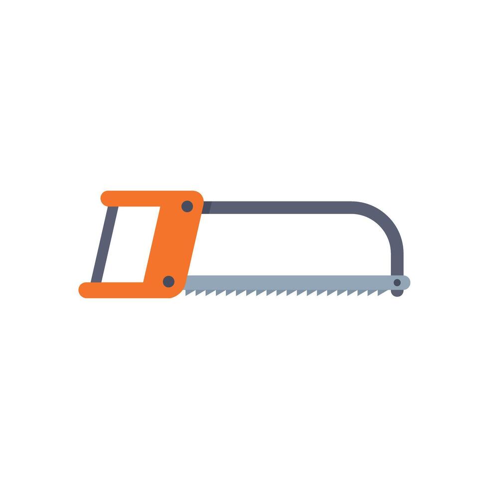 Orange hacksaw lying with blade facing right vector