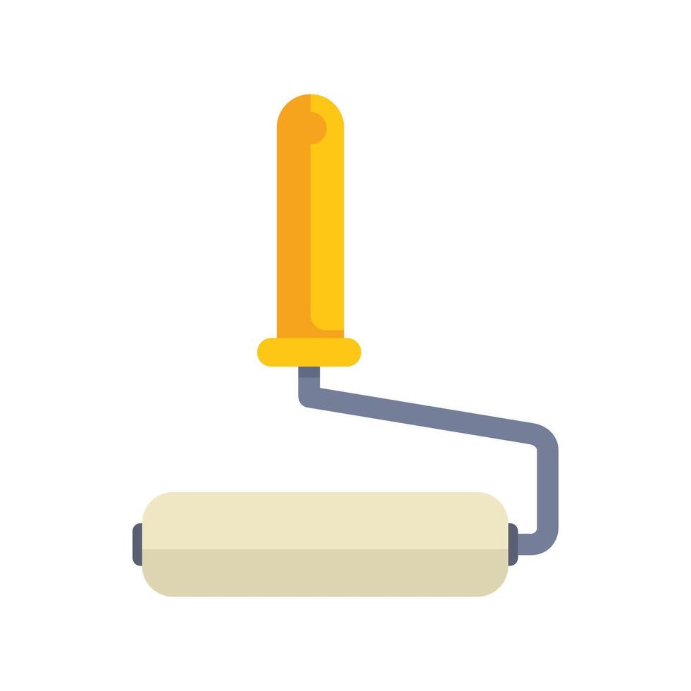 Paint roller spreading fresh coating with yellow handle vector