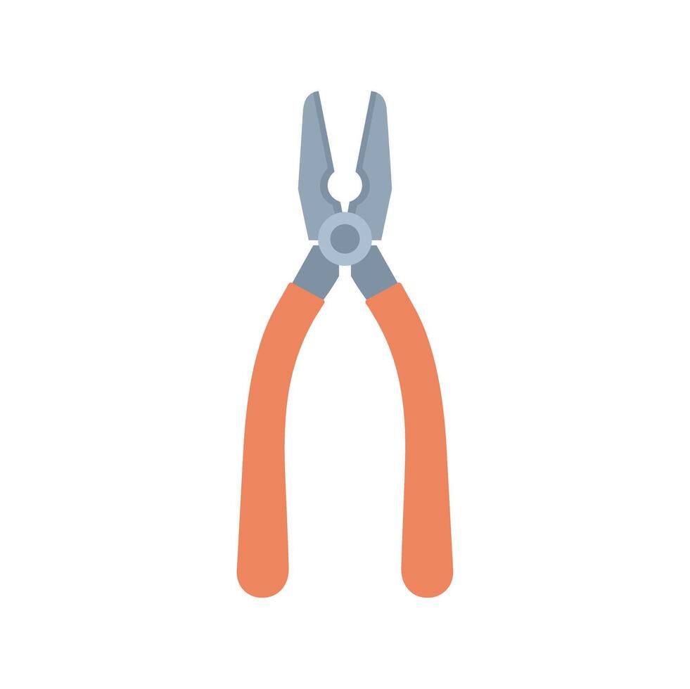 Professional electrician pliers with orange handles isolated on white background vector