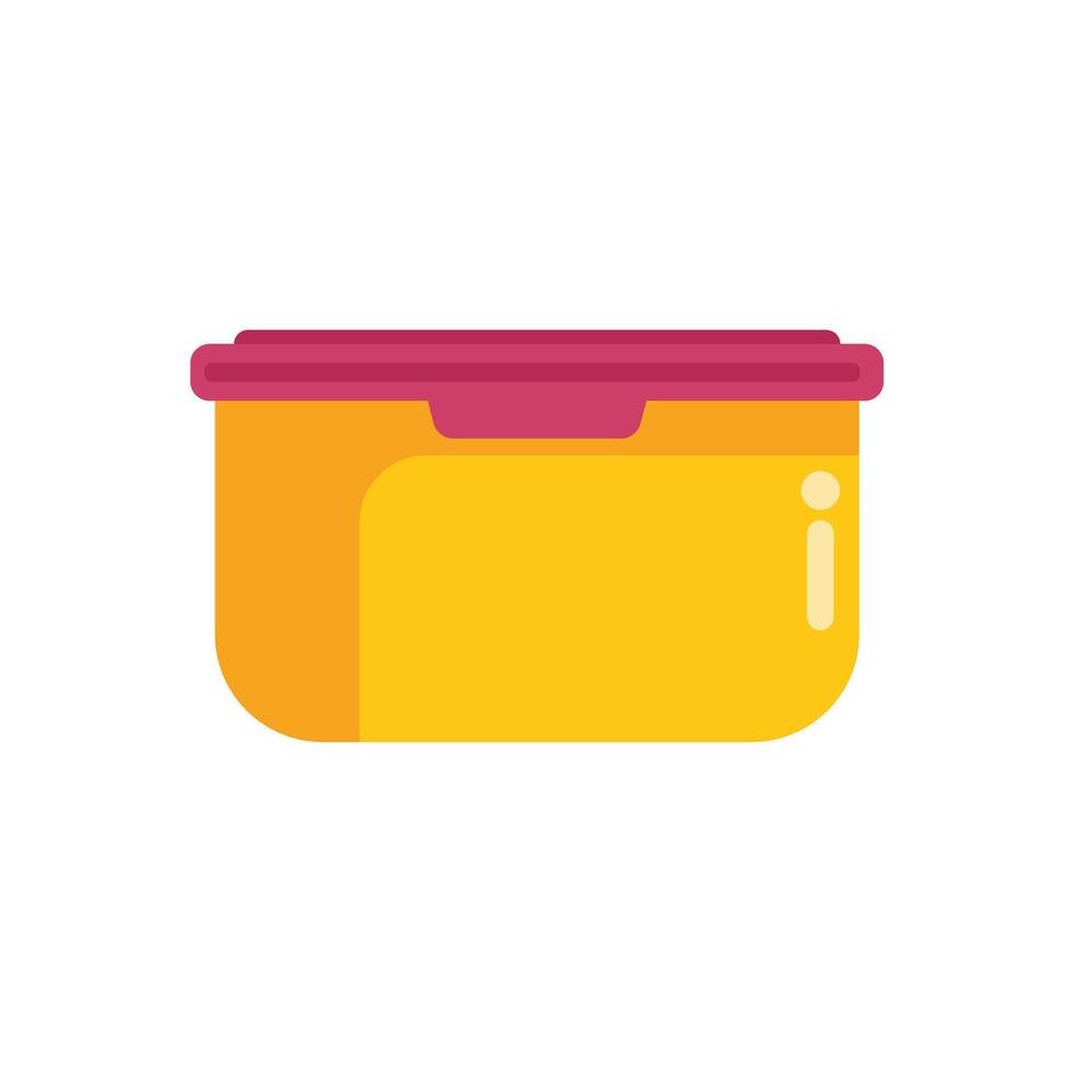Yellow lunch box with red lid for carrying food vector
