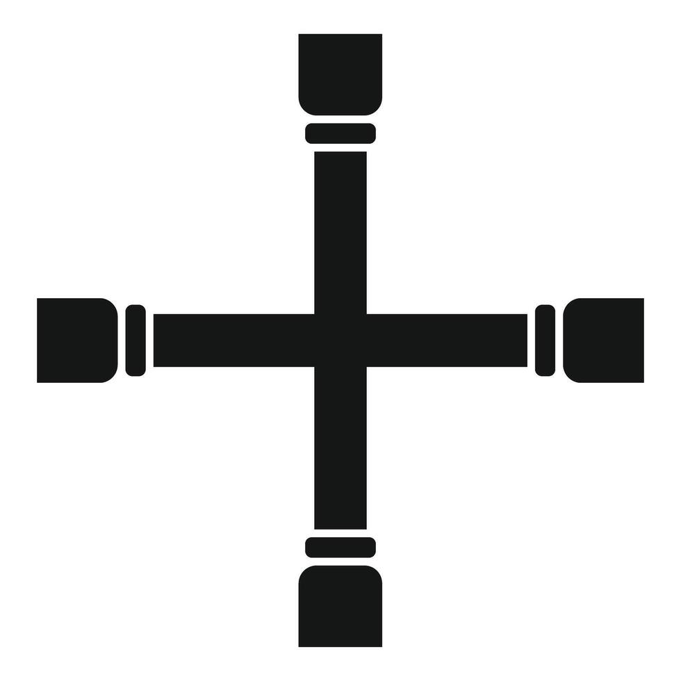 Cross shaped car wheel wrench fixing lug nuts vector