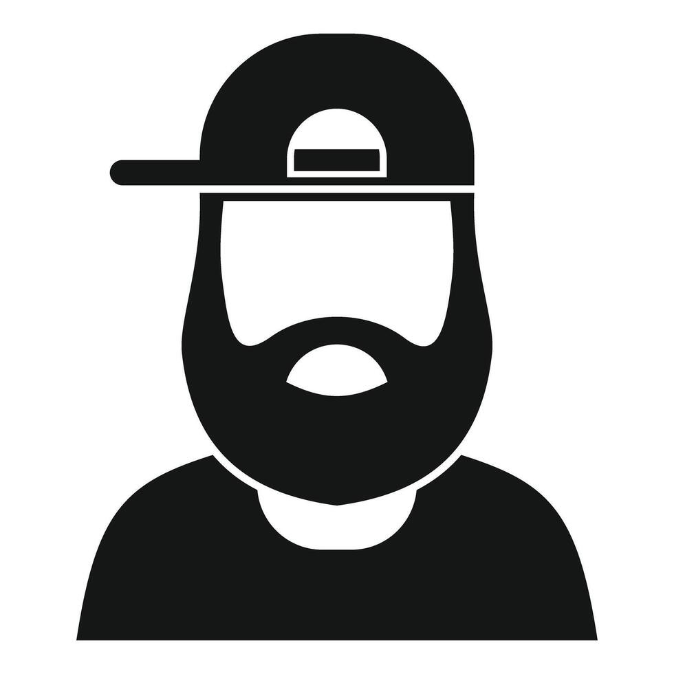 Bearded man wearing a cap simple icon silhouette vector