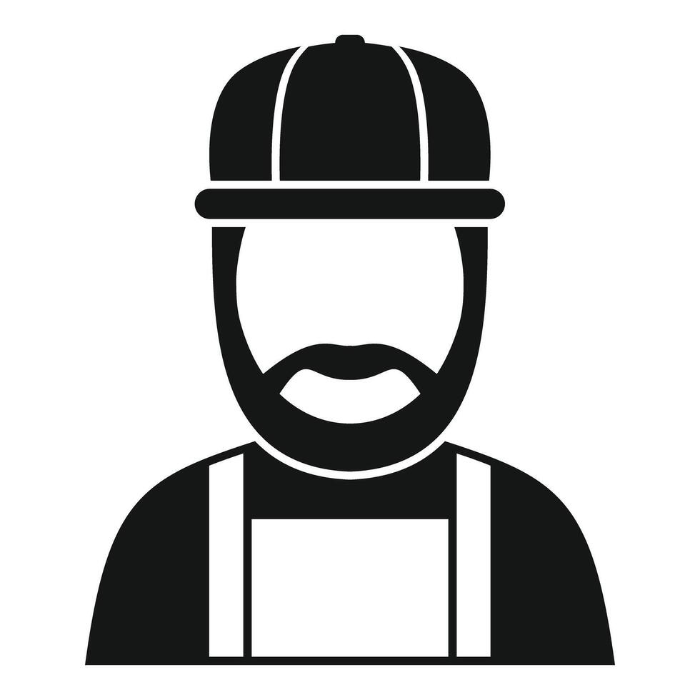 Bearded worker wearing apron and cap simple icon vector