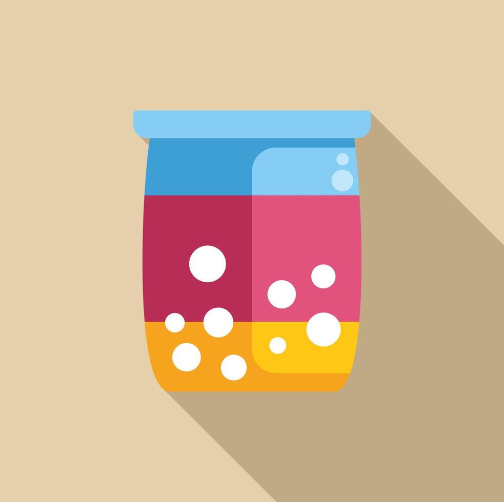 Laundry detergent packaging with colorful stripes and bubbles vector