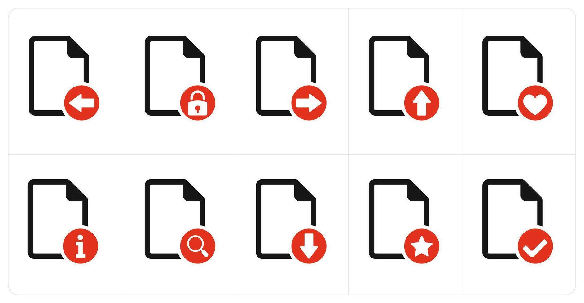 A set of 10 file icons as received file, file security, secured document vector