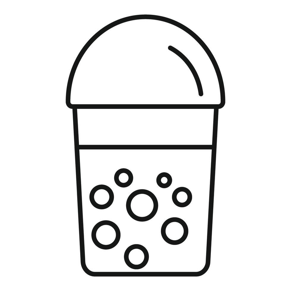 Bubble tea cup with tapioca pearls, refreshing beverage icon vector